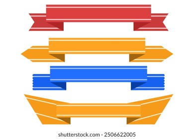 Set of Ribbons, Banners, Badges, ribbons for product labels and logos. Set of vector flat ribbon templates for label and logo design. Colorful Labels - Design Elements on background.