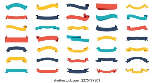 Set of Ribbons Banners Colorful Vector. Isolated on white background. Ribbon Banner in modern simple flat design