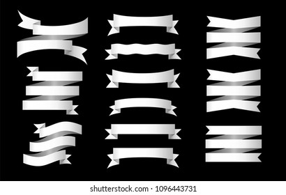 Set of ribbons, banners or gift wrapping tape isolated on background