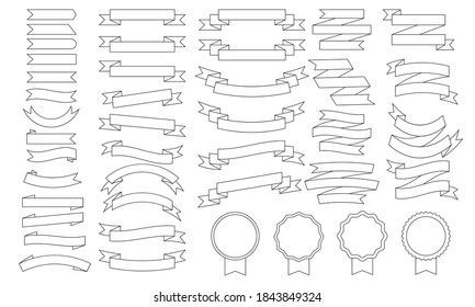 Set of ribbons and banners isolated on white background.