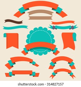 Set of ribbons and banners. Isolated vector illustration.