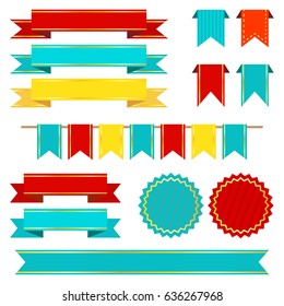 Set of ribbons banners and labels.