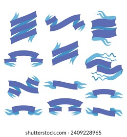 Set of ribbons banners vector illustration. Design elements for greeting cards, banners, invitations. Sketch, vector illustration.