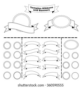 Set of ribbons and banners, vector illustration