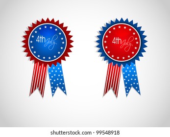Set of Ribbons or batch for American Independance Day and other events, isolated on white color background. EPS 10.