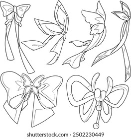 A set of ribbons bows look like butterflies.