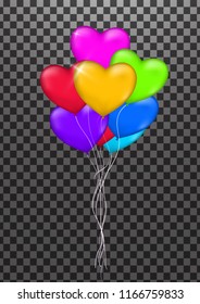 Set ribbons color . illustration bunch of Birthday transparent Balloon isolated. Party decorations for