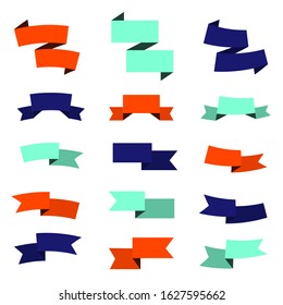 A set of ribbons. Colored ribbons. Banners. Decorative elements in the form of ribbons and banners. Vector.