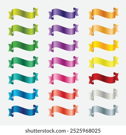 Conjunto de Faixas. Elementos coloridos da Faixa de Opções. Coleção moderna de fitas simples. Ilustração vetorial. Conjunto de elementos da faixa de opções.