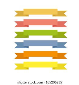 set of ribbons of different colors on a white background vector