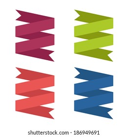 set of ribbons of different colors on a white background vector