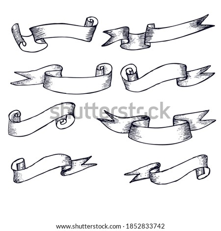 set of ribbons doodle sketch