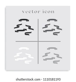 Set of ribbons flat black and white vector icon.
