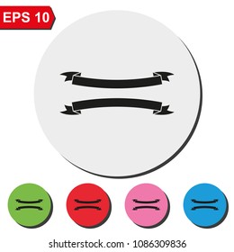 Set of ribbons flat round colorful vector icon.