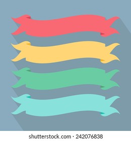 Set of ribbons. Flat style. Vector illustration