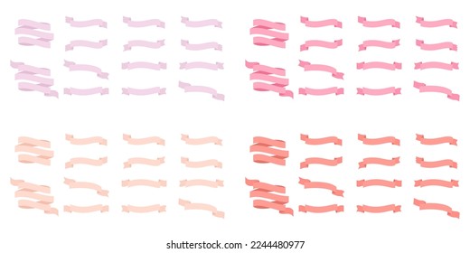 Set of ribbons in four colors. Flat vector ribbon design on white background.