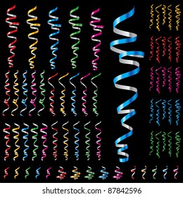 Set of ribbons. Illustration on black background for design