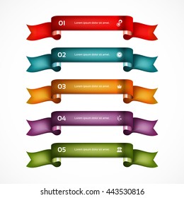 Set of ribbons. Infographic design. Numbered banners.