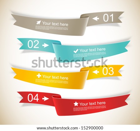 Set of ribbons. Infographic design. Numbered banners.