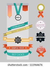 set of ribbons and labels