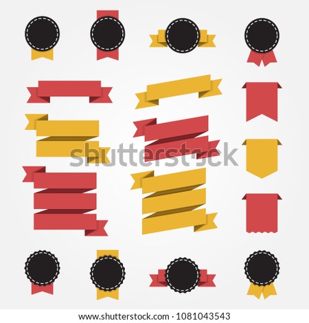 Set of ribbons and labels. Flat style. Vector Illustration