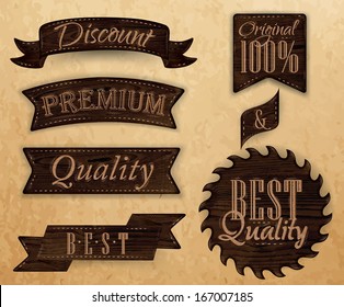  Set of ribbons and labels with text quality and best, premium.