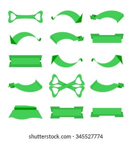Set of Ribbons and Labels in Vector. Green