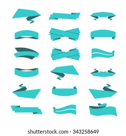 Set of Ribbons and Labels in Vector. White background