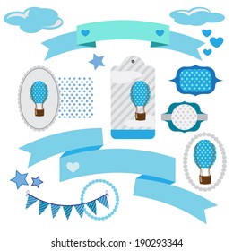 set of ribbons and memory cards for scrapbooking