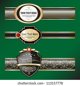 Set of ribbons ornate labels. Grouped for easy editing. Perfect for labels or stickers for wine, beer, champagne, cognac, cologne and etc.