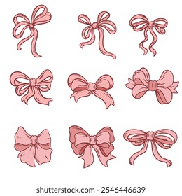 set of ribbons pink vector illustration art
