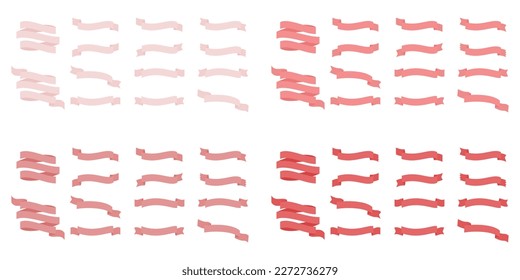 Conjunto de cintas de color rojo. Diseño de cinta plana vectorial sobre fondo blanco.