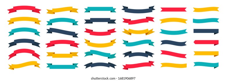 Set of Ribbons. Ribbon elements. Starburst label. Vintage. Modern simple ribbons collection. Vector illustration.
