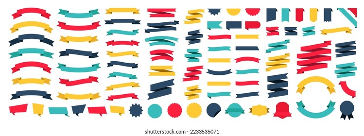 Set of ribbons. Ribbon elements. Tape vector icon set on white background. Decorative ribbons and streamers. Scarlet pennants and labels. Banner ribbon vector.