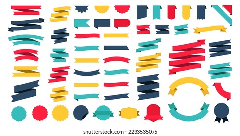 Set of ribbons. Ribbon elements. Tape vector icon set on white background. Decorative ribbons and streamers. Scarlet pennants and labels. Banner ribbon vector.