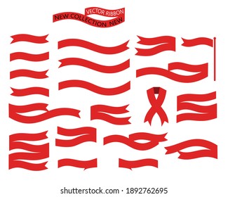 Set of Ribbons. Ribbon elements,label. Vintage. Modern simple ribbons collection. Vector illustration.