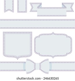 Set of ribbons with seams. Template for your text