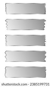 Set of ribbons with silver metal frame. Washi tapes collection. Pieces of decorative tape for scrapbooks. Vector graphic elements for design. Buttons, stickers, banners