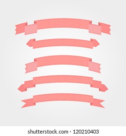 Set of ribbons with texture. Vector illustration. Retro banners