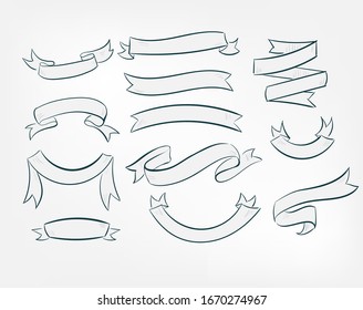 set ribbons vector design elements isolated decorative set 