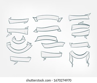 set ribbons vector design elements isolated decorative set 