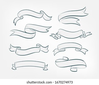 set ribbons vector design elements isolated decorative set 