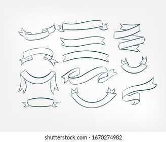 set ribbons vector design elements isolated decorative set 