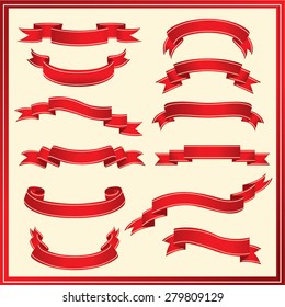 SET OF RIBBONS VECTOR : RED