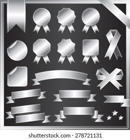 SET OF RIBBONS VECTOR : SILVER