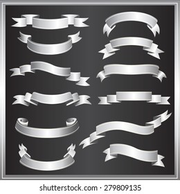 SET OF RIBBONS VECTOR : SILVER