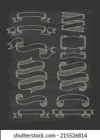 Set of ribbons  in vintage style with chalkboard , eps10 vector format