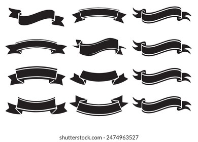 Set ribon banner vector Illustration