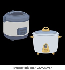 Set of Rice cooker, Magic jar, Illustration vector, Hand drawn art vector, Outline art.
