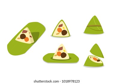 Set of Rice dumpling isolated on white, vector